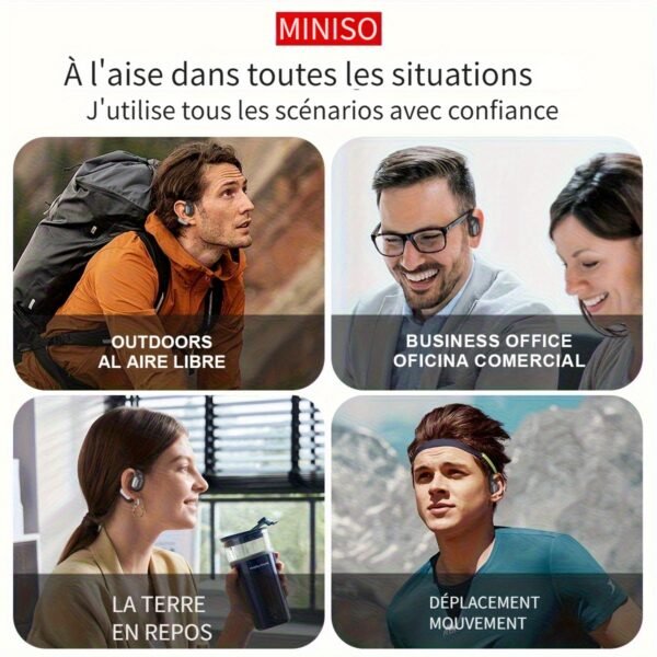 Écouteurs de Traduction Ouverts MINISO X30 AI | 135 Langues, Écran Tactile, Autonomie Longue Durée, Son Haute Qualité, Micro Intégré, Chargement USB | Idéal pour le Travail, les Voyages et l'Étude, Écouteurs Ergonomiques – Image 9