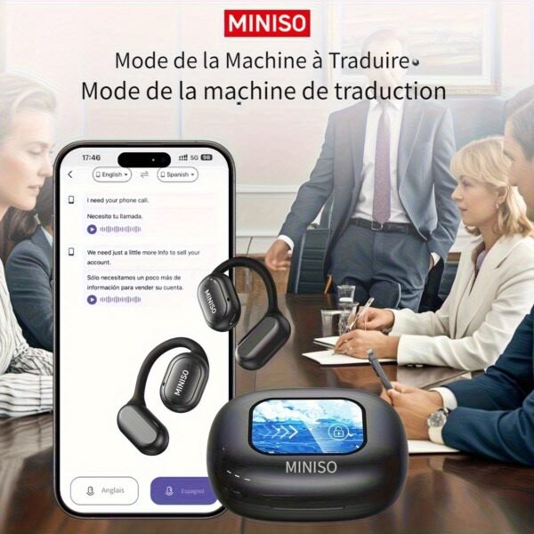 Écouteurs de Traduction Ouverts MINISO X30 AI | 135 Langues, Écran Tactile, Autonomie Longue Durée, Son Haute Qualité, Micro Intégré, Chargement USB | Idéal pour le Travail, les Voyages et l'Étude, Écouteurs Ergonomiques – Image 8