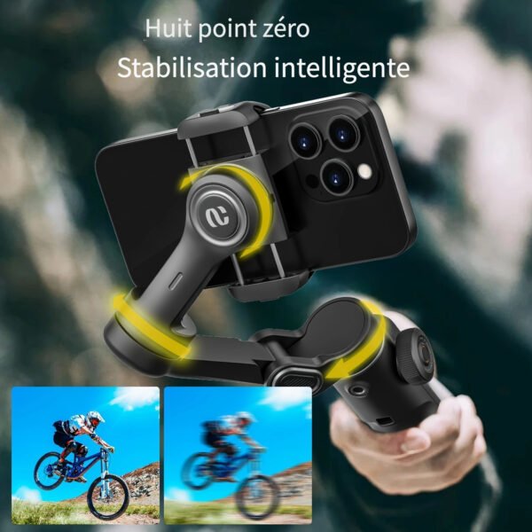 AOCHUAN Smart X2 Stabilisateur de Téléphone Gimbal pour Sport en Plein Air, Trépied à Déclencheur Automatique, Réglage Pliable avec Affichage LED au Sol, Contrôle par Gestes, Suivi de Visage et Corps, Fonction Anti-secousse – Image 9