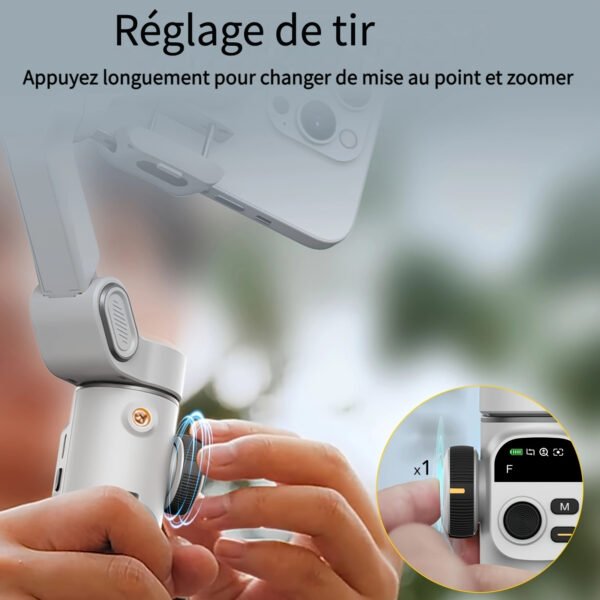 AOCHUAN Smart X2 Stabilisateur de Téléphone Gimbal pour Sport en Plein Air, Trépied à Déclencheur Automatique, Réglage Pliable avec Affichage LED au Sol, Contrôle par Gestes, Suivi de Visage et Corps, Fonction Anti-secousse – Image 11