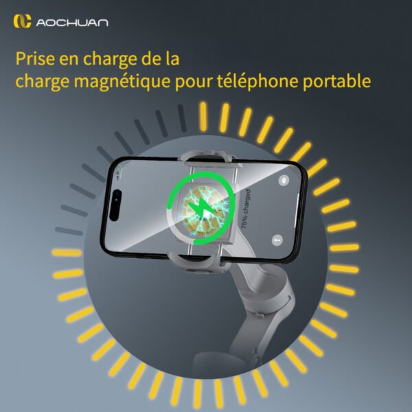 AOCHUAN Stabilisateur Intelligent pour Smartphone XPro avec Trépied, Suivi de Visage pour Sport en Plein Air et Diffusion en Direct, Application Anti-Vibration, Éclairage Intégré LED, Prise de Vue Autoportrait et Famille – Image 10