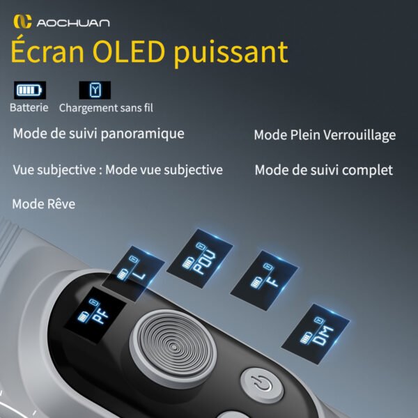 AOCHUAN Stabilisateur Intelligent pour Smartphone XPro avec Trépied, Suivi de Visage pour Sport en Plein Air et Diffusion en Direct, Application Anti-Vibration, Éclairage Intégré LED, Prise de Vue Autoportrait et Famille – Image 4