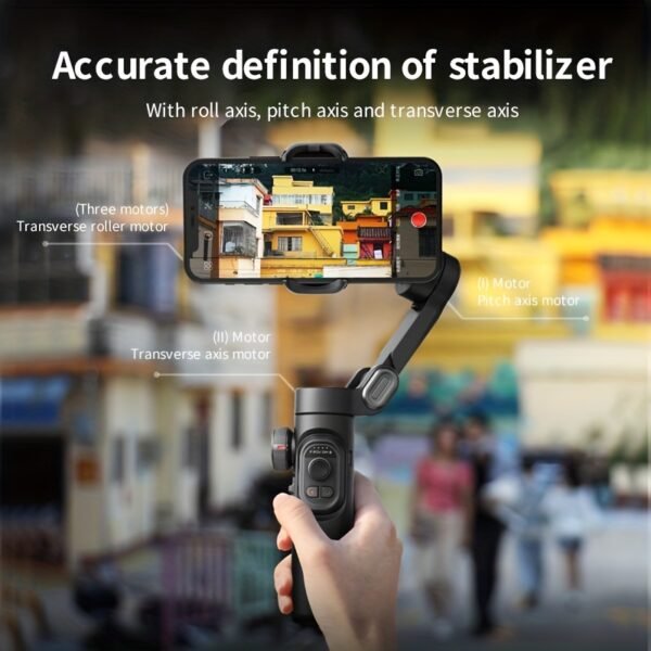 Stabilisateur de cardan à 3 axes pour smartphone pliable avec contrôle PTZ, stabilisation motorisée à 4 axes, objectif intégré de 16 mm et vidéo HD 1080P pour for iphone Xiaomi pour for samsung, vlogging, streaming, voyage, déplacement, stabilisateur de cardan pour smartphone, équipement de vlogging, stabilisateur de caméra portable, design compact, design léger – Image 4
