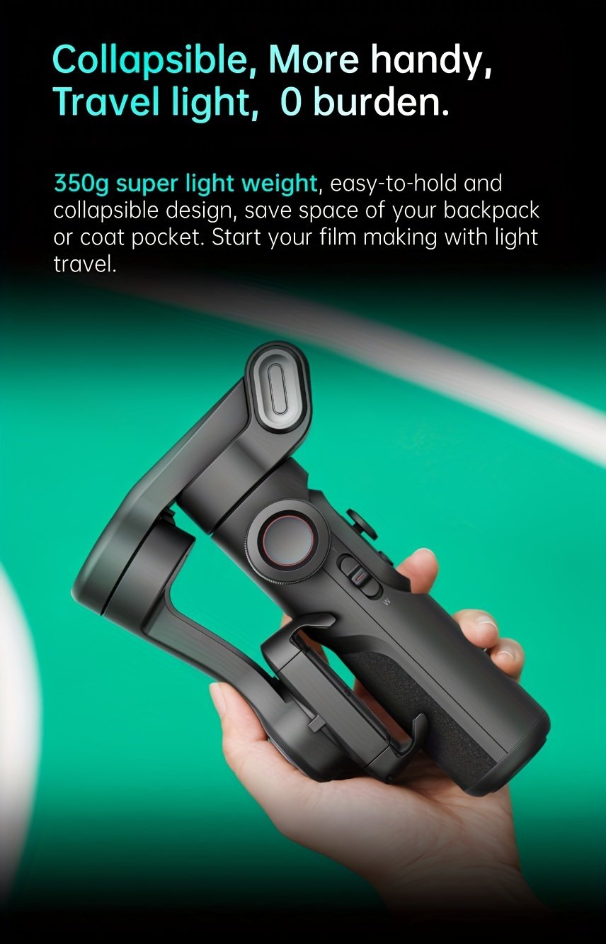 Stabilisateur de cardan à 3 axes pour smartphone pliable avec contrôle PTZ, stabilisation motorisée à 4 axes, objectif intégré de 16 mm et vidéo HD 1080P pour for iphone Xiaomi pour for samsung, vlogging, streaming, voyage, déplacement, stabilisateur de cardan pour smartphone, équipement de vlogging, stabilisateur de caméra portable, design compact, design léger