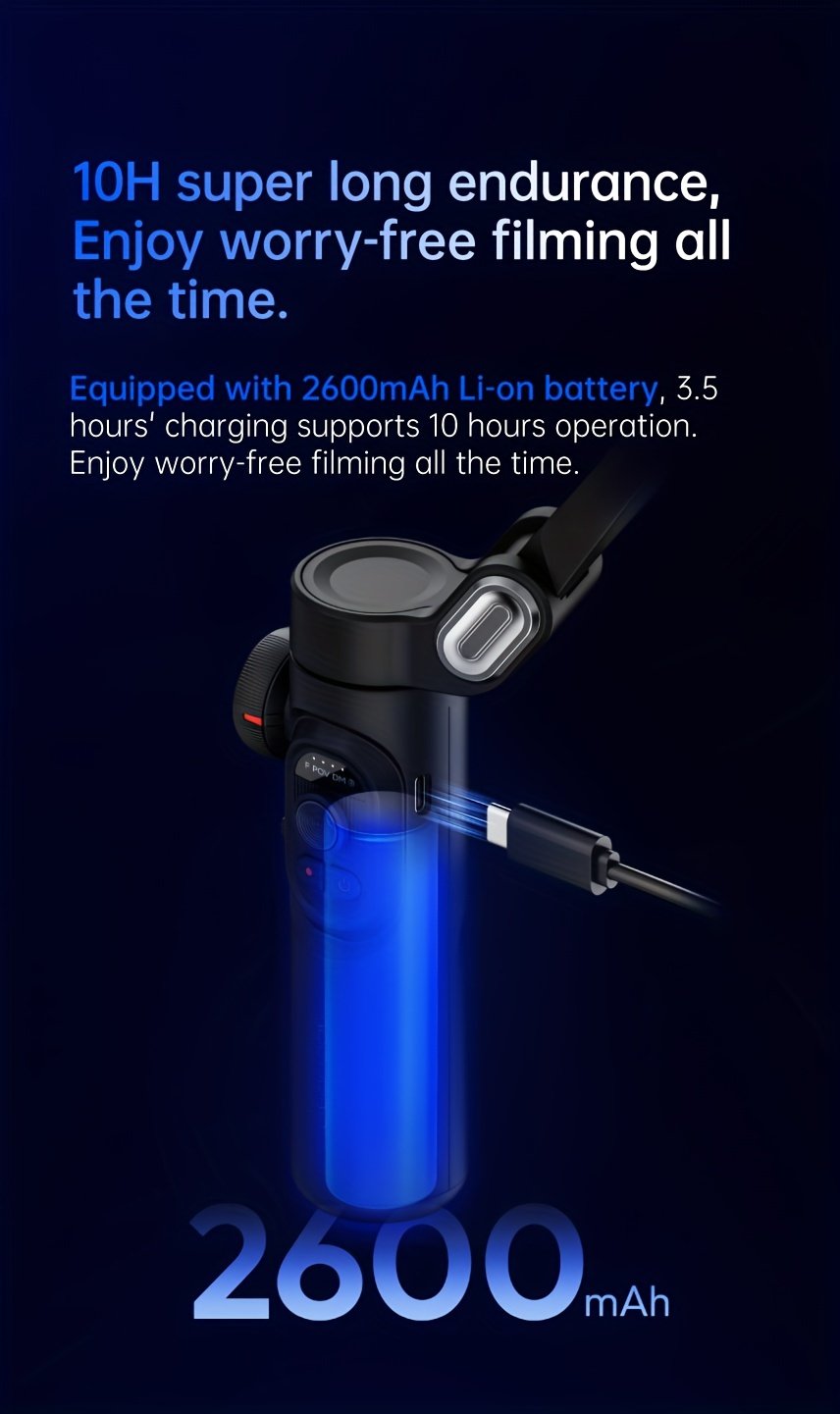 Stabilisateur de cardan à 3 axes pour smartphone pliable avec contrôle PTZ, stabilisation motorisée à 4 axes, objectif intégré de 16 mm et vidéo HD 1080P pour for iphone Xiaomi pour for samsung, vlogging, streaming, voyage, déplacement, stabilisateur de cardan pour smartphone, équipement de vlogging, stabilisateur de caméra portable, design compact, design léger