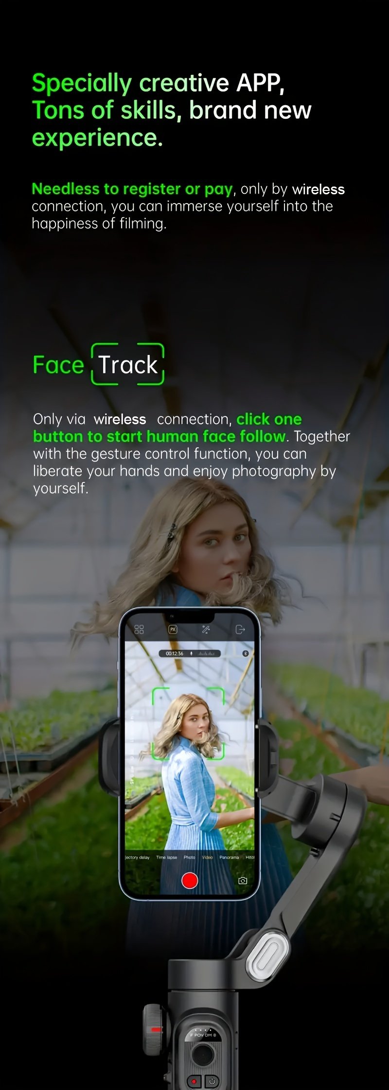 Stabilisateur de cardan à 3 axes pour smartphone pliable avec contrôle PTZ, stabilisation motorisée à 4 axes, objectif intégré de 16 mm et vidéo HD 1080P pour for iphone Xiaomi pour for samsung, vlogging, streaming, voyage, déplacement, stabilisateur de cardan pour smartphone, équipement de vlogging, stabilisateur de caméra portable, design compact, design léger