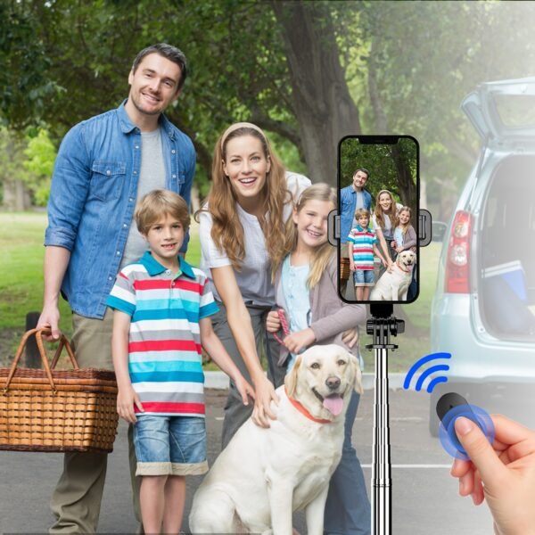 Trépied de perche à selfie pour téléphone portable de 40 po, support de trépied extensible tout-en-1 pour smartphone avec télécommande sans fil, rotation à 360° pour iPhone 14/13/12/12 Pro/11/11 Pro/XS/XR/X/8/7 Plus, pour les smartphones Samsung, Google, LG, Sony – Image 7