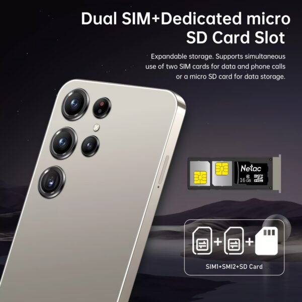 Smartphone déverrouillé 5G pour Android 13 - 8 Go + 256 Go / Écran 6,8" / Caméra 50 MP + 13 MP / Batterie 6800 mAh / Double SIM / Face ID / GPS - Livré avec casque audio, câble de charge, étui et film anti-rayures, W&O – Image 11