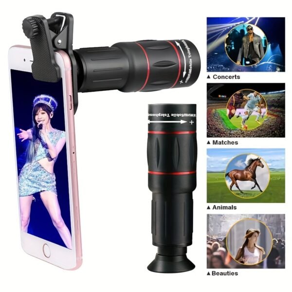 Objectif Téléobjectif pour iPhone et Android, Télescope de Caméra HD à Grande Loupe pour Photographie sur Smartphone avec Pince pour Téléphone & Trépied Portatif – Image 4