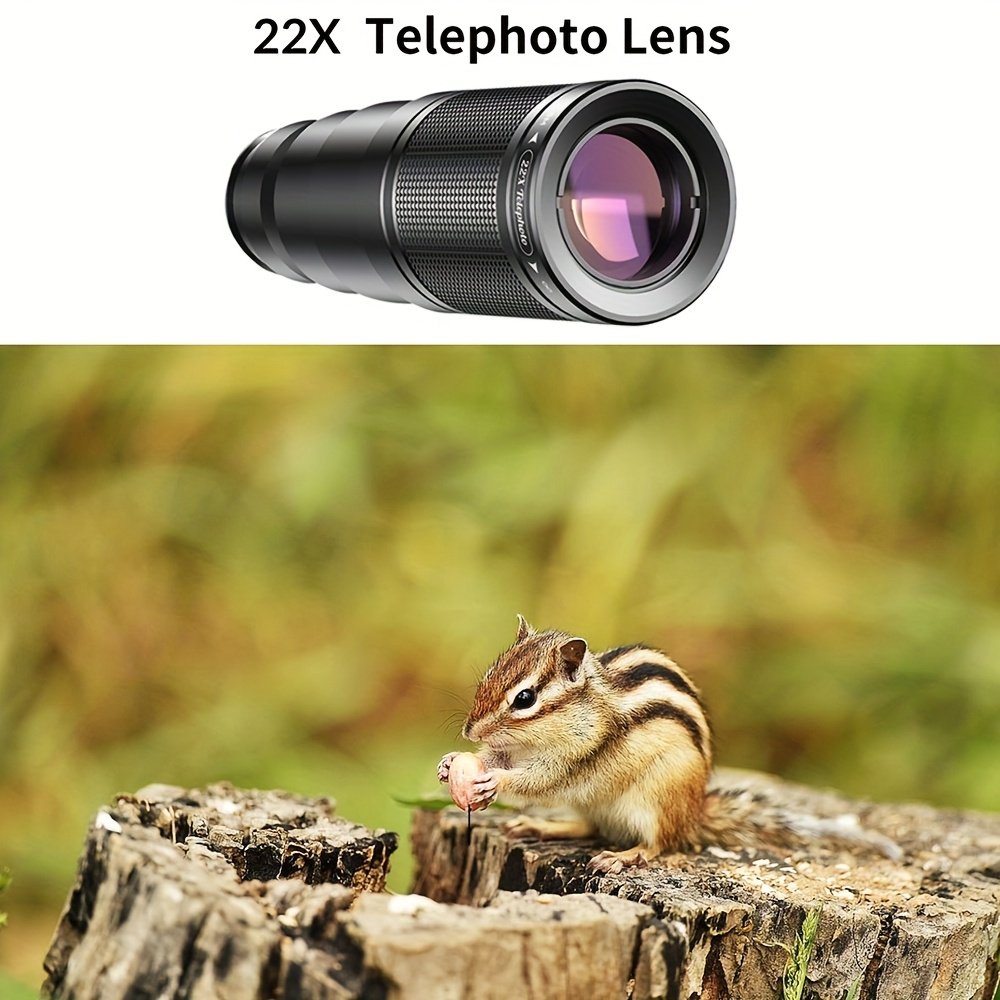 Kit d'Objectifs pour Téléphone APEXEL 10 en 1 - Objectif Télescopique 22X, Objectif Œil de Poisson 198°, Objectif Grand Angle et Objectif Macro (Vissés Ensemble), Kit de Photographie pour iPhone 16/15/14/13 Pro Max, Samsung et la Plupart des Smartphones