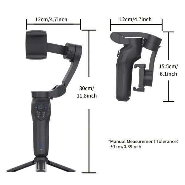 Trépied pour téléphone portable à 3 axes nouveau, stabilisateur de tête d'iPhone intelligent avec lumière supplémentaire RVB et trépied, équilibre anti-secousse et suivi de visage, stabilisateur de prise de vue vidéo, cadeaux de Noël et Nouvel An, compatible avec les téléphones Apple – Image 2