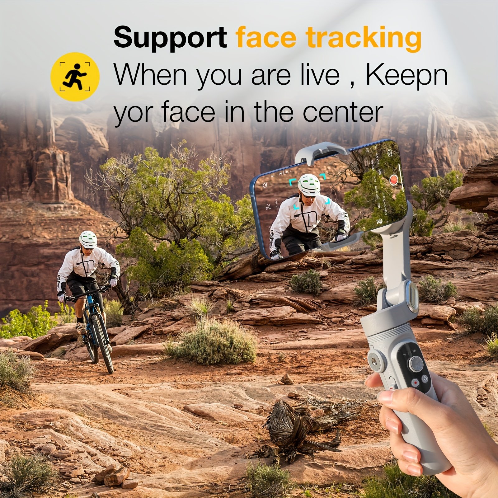 Stabilisateur de Téléphone Portable Aochuan à 3 Axes Anti-vibration pour Création Vidéo, Adapté aux Enregistrements et Tournages VLOG, avec Lumière Intégrée et Suivi Visage