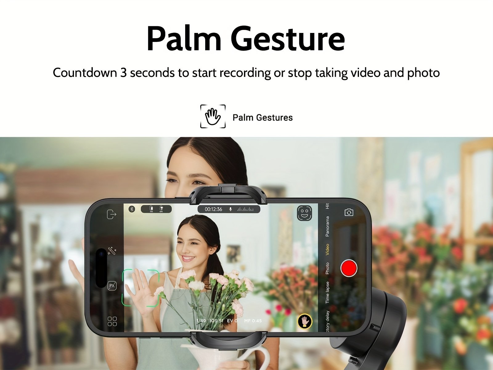 AOCHUAN Stabilisateur Intelligent pour Smartphone XPro avec Trépied, Suivi de Visage pour Sport en Plein Air et Diffusion en Direct, Application Anti-Vibration, Éclairage Intégré LED, Prise de Vue Autoportrait et Famille
