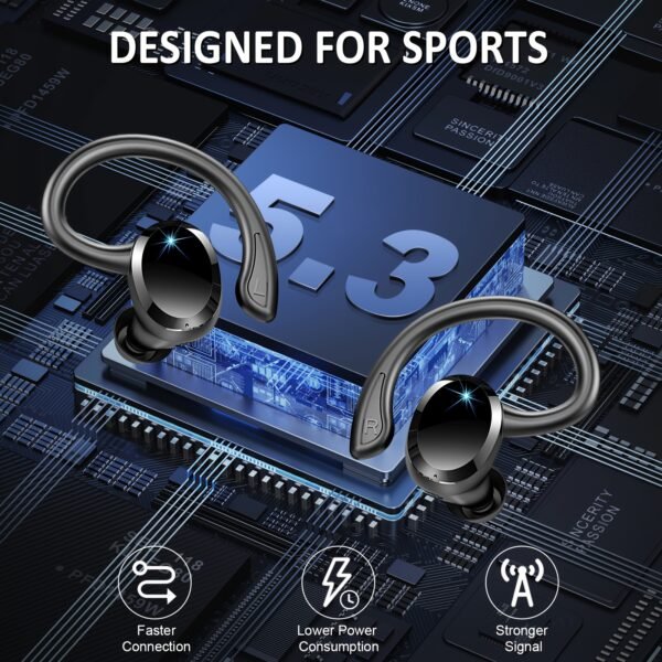 Écouteurs Sans Fil Q38 avec Son Stéréo Environnant, Écouteurs Sportifs à Longue Durée de Jeu, Moniteurs Intra-Auriculaires avec Microphone Intégré pour l'Exercice et la Réduction du Bruit – Image 7