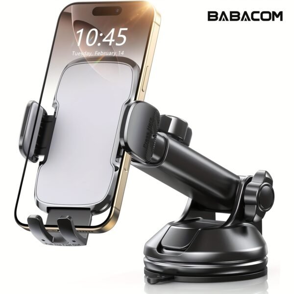 Support de téléphone pour voiture [Ventouse puissante et base solide], [Protection en silicone et libération par un bouton] Support de téléphone à ventouse pour tableau de bord, compatible avec des téléphones de 10.16 cm à 17.78 cm – Image 4