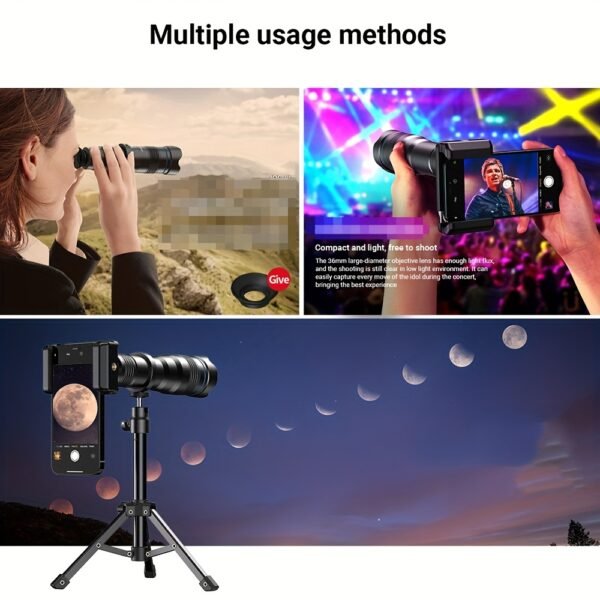 Kit d'Objectif Téléobjectif APEXEL 36X pour Smartphone, Lentille de Caméra pour Téléphone Portable avec Attache Universelle, Objectif de Photographie HD pour iPhone et la Plupart des Smartphones - Objectif Téléphoto à Haute Grossissement pour Photographie de Concerts et Observation des Oiseaux, APExel – Image 8