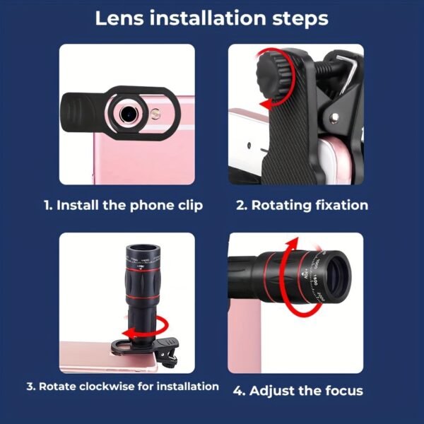 Objectif Téléobjectif pour iPhone et Android, Télescope de Caméra HD à Grande Loupe pour Photographie sur Smartphone avec Pince pour Téléphone & Trépied Portatif – Image 6