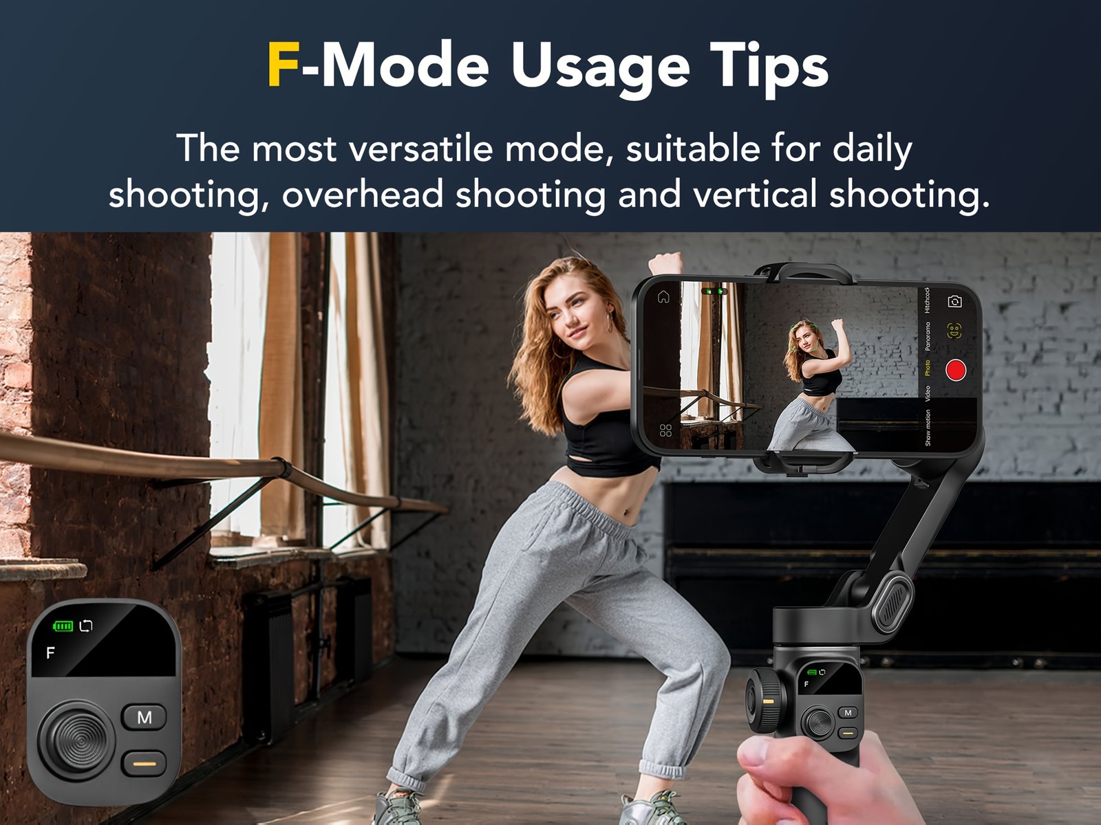 AOCHUAN Smart X2 Stabilisateur de Téléphone Gimbal pour Sport en Plein Air, Trépied à Déclencheur Automatique, Réglage Pliable avec Affichage LED au Sol, Contrôle par Gestes, Suivi de Visage et Corps, Fonction Anti-secousse