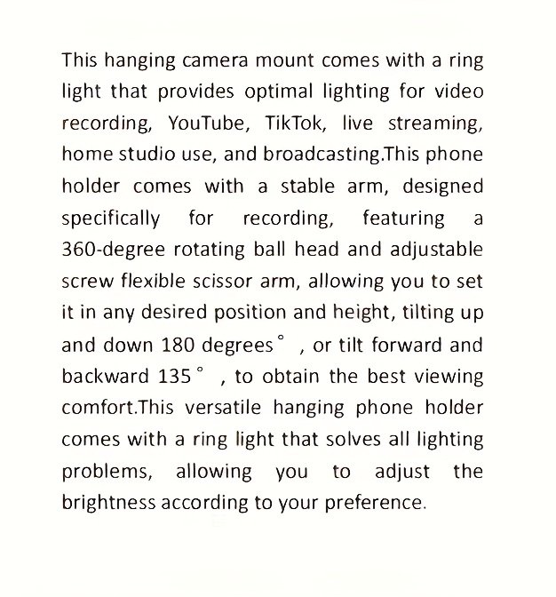 Support de Téléphone pour Caméra Suspendue Amélioré, Support de Téléphone avec Lumière d'Anneau pour Enregistrement, Support de Bureau Flexiblement Suspendu pour Cuisine/Photographie/Maquillage/Manucure/Streaming en Direct/Réunions Zoom