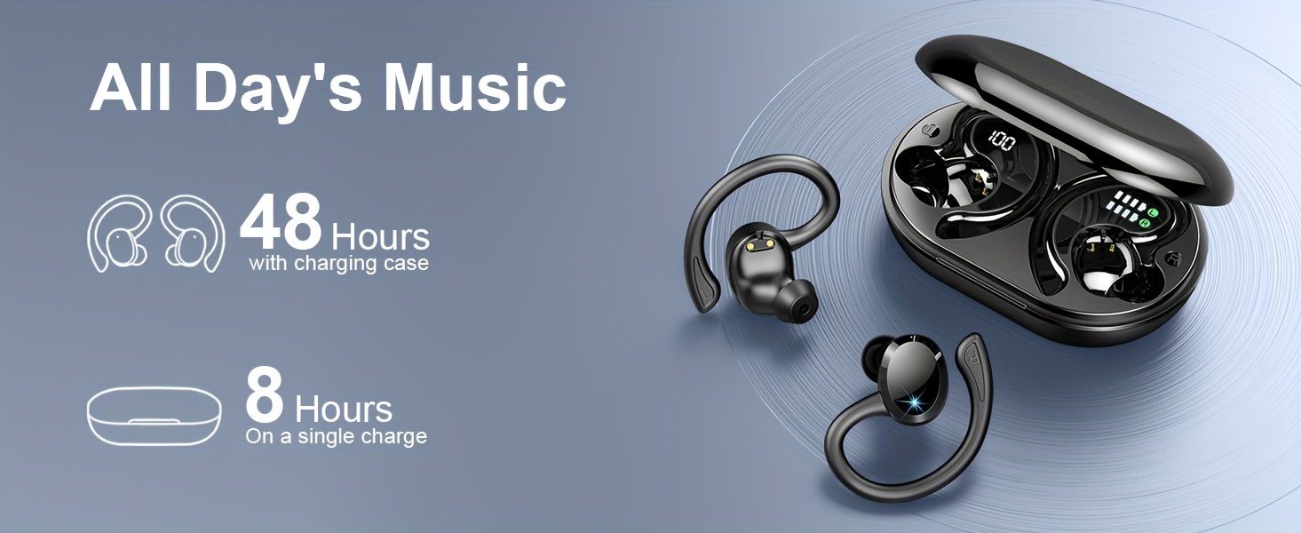 Écouteurs Sans Fil Q38 avec Son Stéréo Environnant, Écouteurs Sportifs à Longue Durée de Jeu, Moniteurs Intra-Auriculaires avec Microphone Intégré pour l'Exercice et la Réduction du Bruit