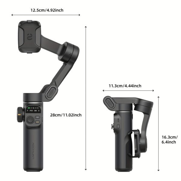 AOCHUAN Smart X2 Stabilisateur de Téléphone Gimbal pour Sport en Plein Air, Trépied à Déclencheur Automatique, Réglage Pliable avec Affichage LED au Sol, Contrôle par Gestes, Suivi de Visage et Corps, Fonction Anti-secousse – Image 2