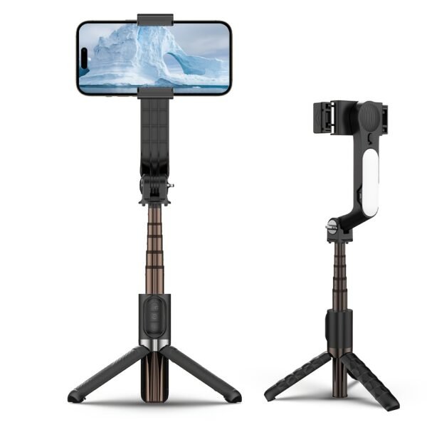 QAML A6 2025 Stabilisateur de cardan portable avec trépied à perche à selfie, télécommande sans fil, 1 axe pour smartphone, batterie lithium-polymère rechargeable de 400 mAh, chargement USB, matériau ABS, compatible avec les appareils iPhone et Android – Image 10