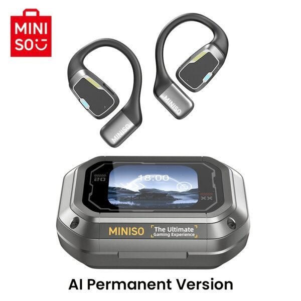 Écouteurs Sans Fil MINISO M98 avec Traduction IA - 135 Langues en Temps Réel, Conception Ouverte avec Écran Tactile Couleur et Retour Haptique, Autonomie de 35H, Micro Intégré, Chargement USB-C pour Jeux/Appels Téléphoniques/Musique, Outil de Traduction Multimédia, Casque Haut-De-Gamme – Image 3