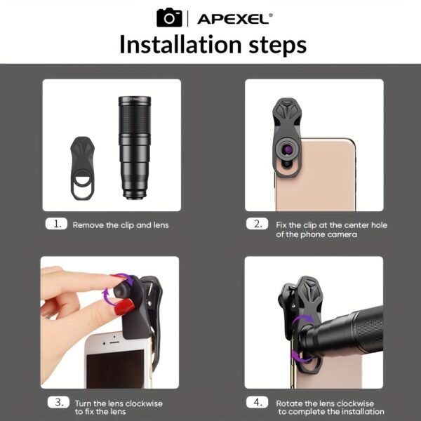 Kit d'Objectifs APEXEL 10 en 1 pour Téléphone avec Objectif Pois, Macro Large, Filtre Étoile et CPL pour iPhone 11, Samsung Redmi et tous les Smartphones – Image 4