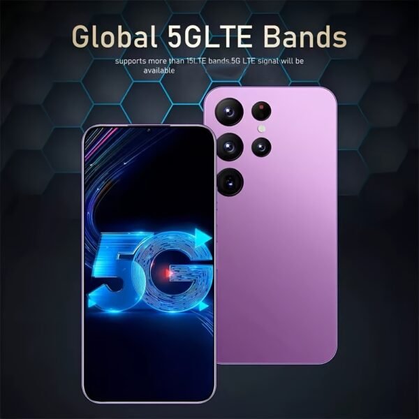 Smartphone déverrouillé 5G pour Android 13 - 8 Go + 256 Go / Écran 6,8" / Caméra 50 MP + 13 MP / Batterie 6800 mAh / Double SIM / Face ID / GPS - Livré avec casque audio, câble de charge, étui et film anti-rayures, W&O – Image 12