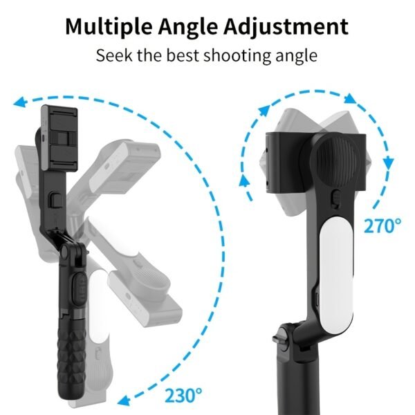 QAML A6 2025 Stabilisateur de cardan portable avec trépied à perche à selfie, télécommande sans fil, 1 axe pour smartphone, batterie lithium-polymère rechargeable de 400 mAh, chargement USB, matériau ABS, compatible avec les appareils iPhone et Android – Image 6