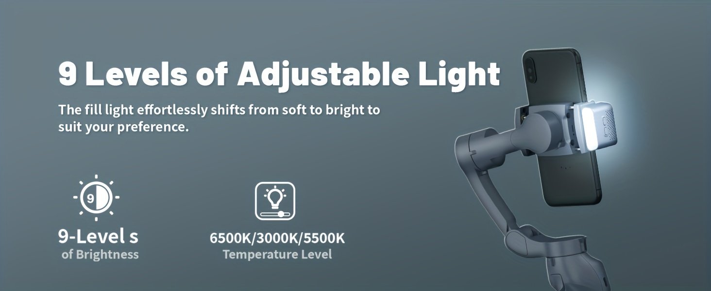 COMITOK L7C gimbal portable à 3 axes intelligent, peut être utilisé pour filmer des vidéos fluides, diffusions en direct, contrôle de geste intelligent et prises de vue de suivi, avec lumière d'appoint intégrée, artefact de prise de vue vlog selfie pour téléphone portable multi-scènes