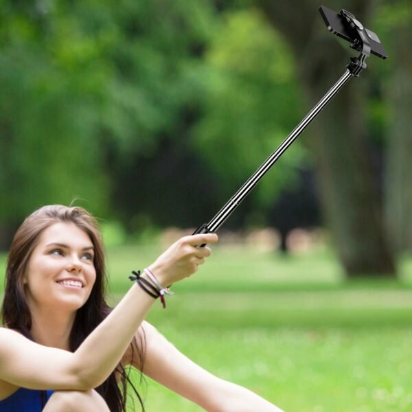 Trépied de perche à selfie pour téléphone portable de 40 po, support de trépied extensible tout-en-1 pour smartphone avec télécommande sans fil, rotation à 360° pour iPhone 14/13/12/12 Pro/11/11 Pro/XS/XR/X/8/7 Plus, pour les smartphones Samsung, Google, LG, Sony – Image 6