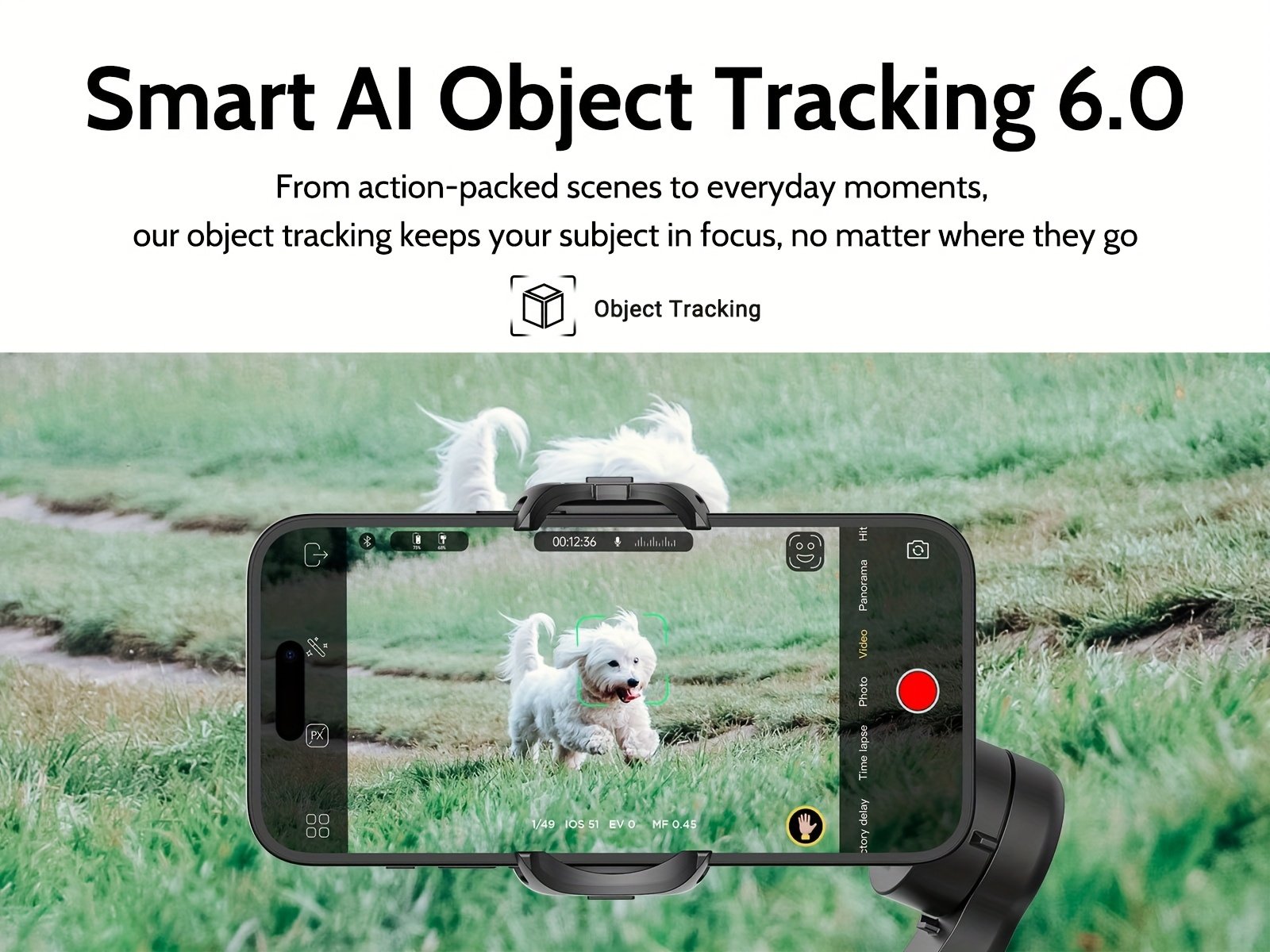 Stabilisateur de Gimbal AOCHUAN Xpro pour stabilité et anti-tremblement, peut être utilisé en main ou sur un trépied avec mode caméra recharge inversée, éclairage de remplissage intégré, affichage LED, télécommande, suivi du visage, contrôle gestuel, selfie, vlog, mode film