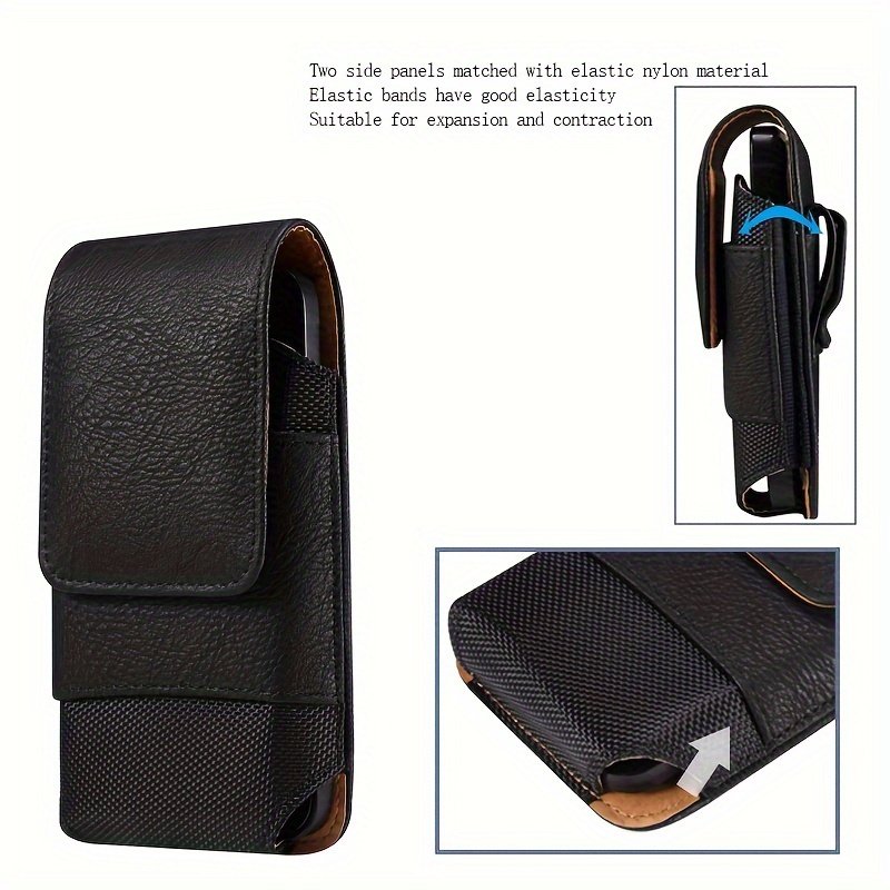 Étui de Téléphone en Cuir de Vache de Haute Qualité avec Motif Grain, Sac Porte-Cingle pour Ceinture