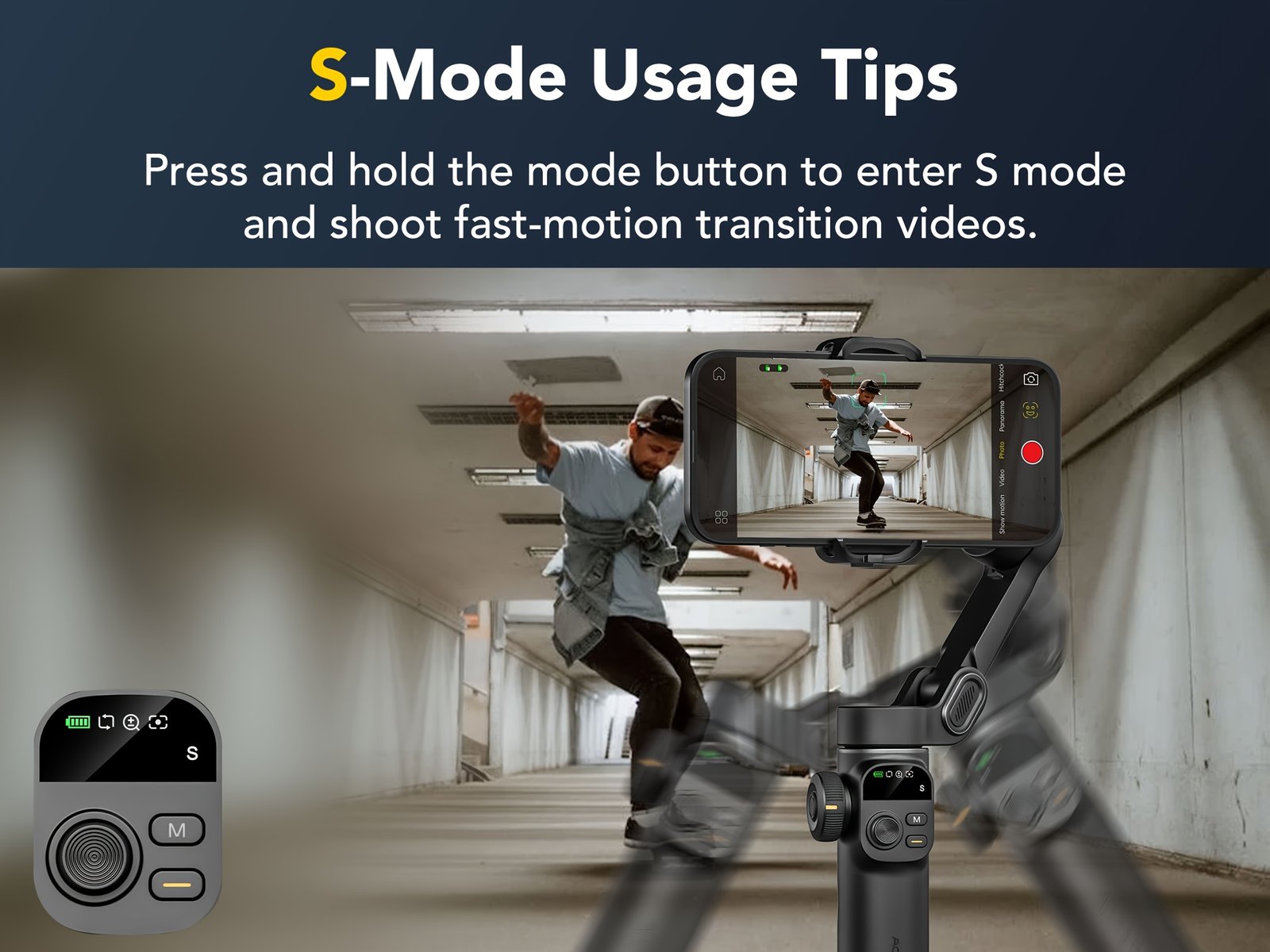 AOCHUAN Smart X2 Stabilisateur de Téléphone Gimbal pour Sport en Plein Air, Trépied à Déclencheur Automatique, Réglage Pliable avec Affichage LED au Sol, Contrôle par Gestes, Suivi de Visage et Corps, Fonction Anti-secousse