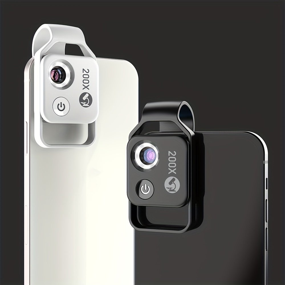 1 Pack Microscope APEXEL 200X Grossissement pour iPhone Huawei Xiaomi - Résolution HD, Lumière LED avec Filtre CPL, Design Clip-On Portable, Sans Application Nécessaire, Sac de Transport et Chiffon de Nettoyage Inclus, Microscopie Smartphone, Accessoire Compatible, Objectif Précis, Pour Utilisateurs Passionnés