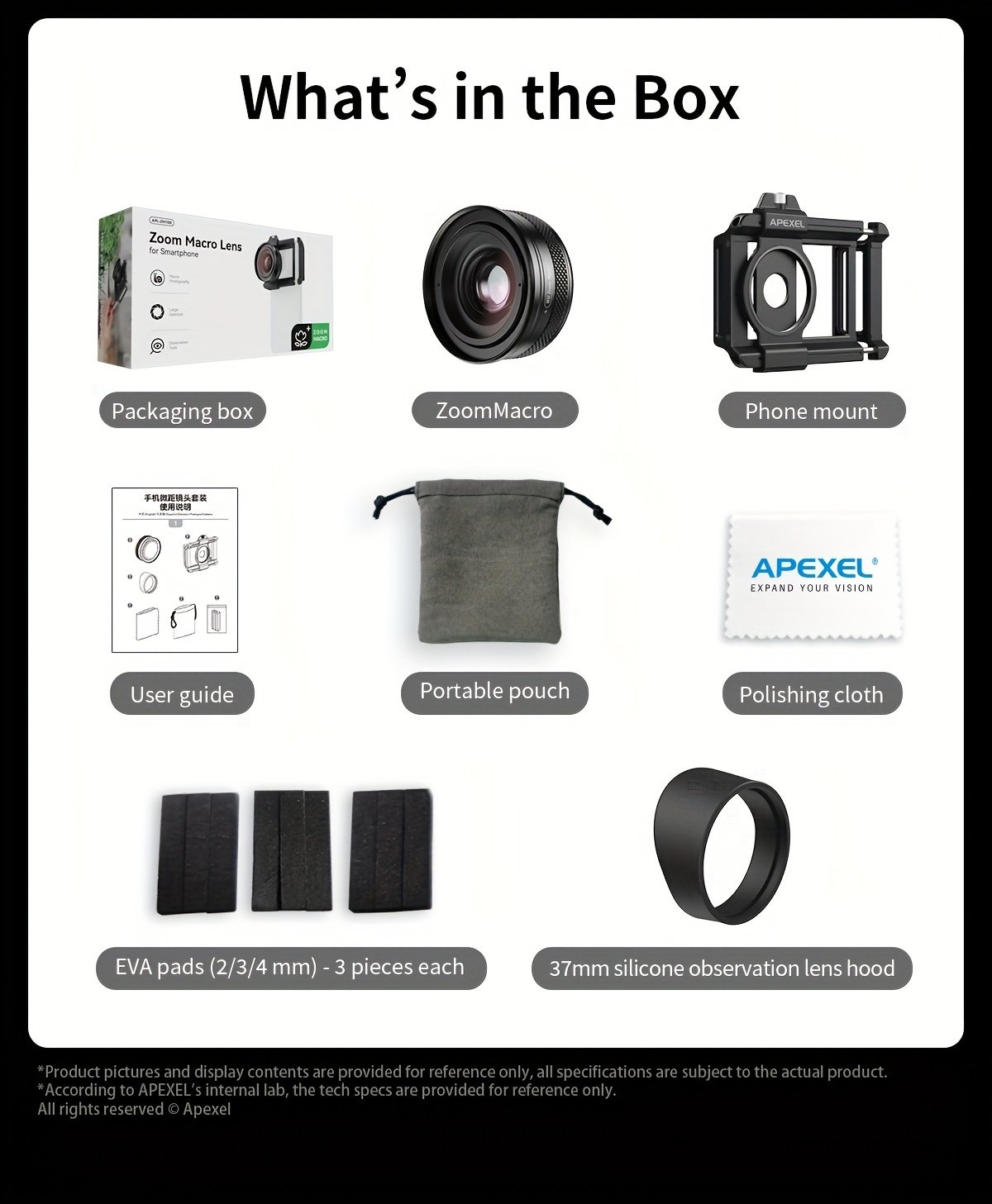 Objectif zoom APEXEL 10X-20X pour la photographie avec smartphone, objectif optique haute définition