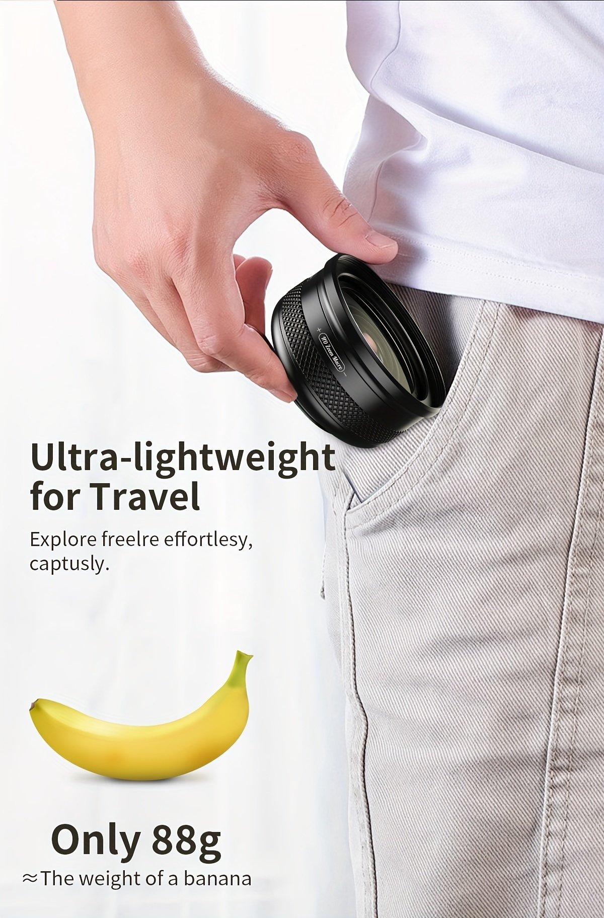 Objectif Macro DSLR Zoom 2en1 APEXEL, Grande Ouverture F1.05, Équipé d'un Filtre CPL de 37mm, Clip Extensible Universel Léger de 88g pour iPhone, Samsung, Huawei, Xiaomi et la Plupart des Smartphones