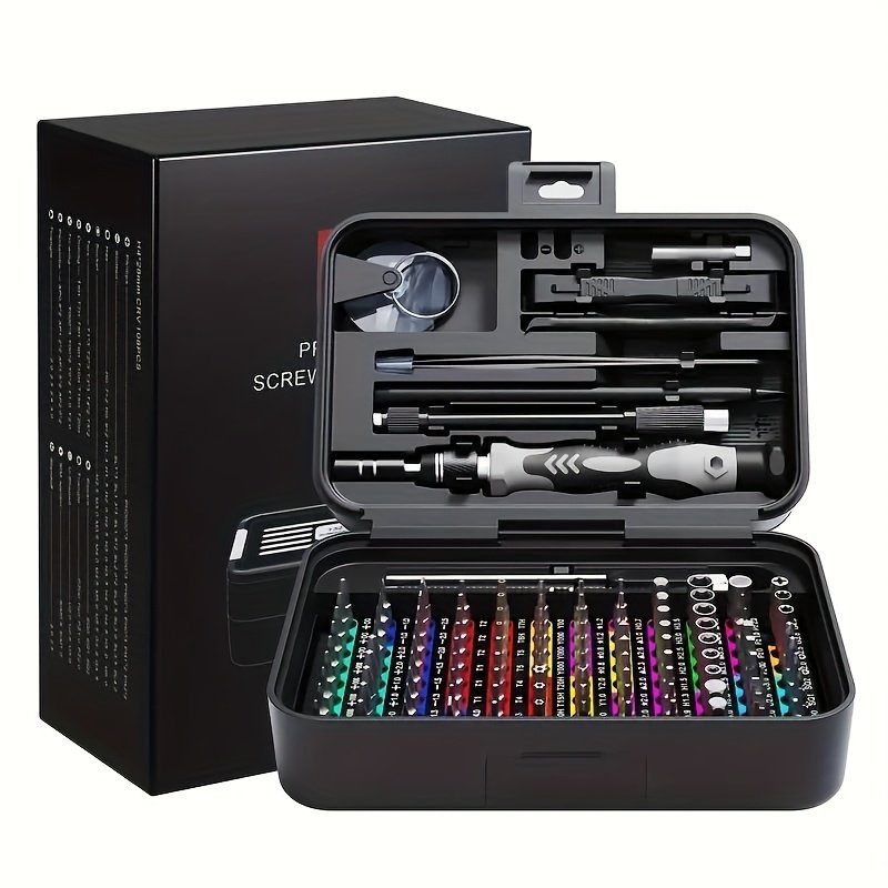 Kit de Réparation pour Téléphone Mobile avec Ensemble de Tournevis, Boîte Magnétique Incluant une Barre à Levier, Ventouse, Pincettes, Pinces et 108 Embouts pour Réparations Quotidiennes - Adapté aux Ordinateurs Personnels, Ordinateurs Portables, Téléphones Mobiles, Consoles de Jeux, Caméras, Lunettes, etc