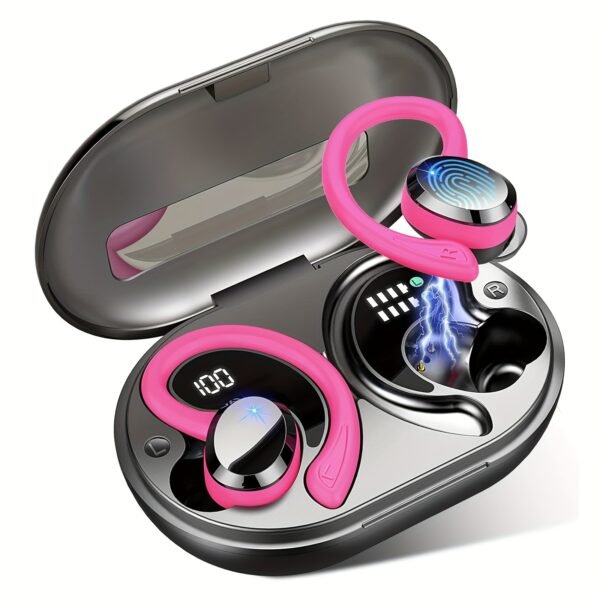 Écouteurs Sans Fil Q38, Casque Sans Fil 5.3 avec Pilote de 14.2mm Stéréo Sur-oreille, Écouteurs de Lecture 48H avec Crochet d'Oreille, Micro Réducteur de Bruit, Casque Sport pour Entraînement/Courir – Image 7