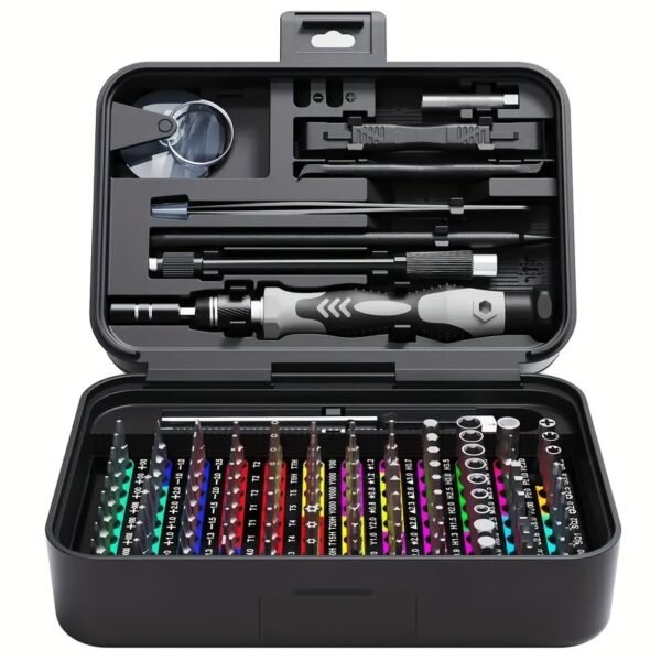 Kit de Réparation pour Téléphone Mobile avec Ensemble de Tournevis, Boîte Magnétique Incluant une Barre à Levier, Ventouse, Pincettes, Pinces et 108 Embouts pour Réparations Quotidiennes - Adapté aux Ordinateurs Personnels, Ordinateurs Portables, Téléphones Mobiles, Consoles de Jeux, Caméras, Lunettes, etc (Copie)