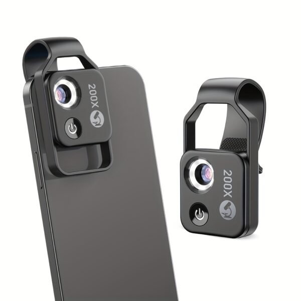 1 Pack Microscope APEXEL 200X Grossissement pour iPhone Huawei Xiaomi - Résolution HD, Lumière LED avec Filtre CPL, Design Clip-On Portable, Sans Application Nécessaire, Sac de Transport et Chiffon de Nettoyage Inclus, Microscopie Smartphone, Accessoire Compatible, Objectif Précis, Pour Utilisateurs Passionnés – Image 3