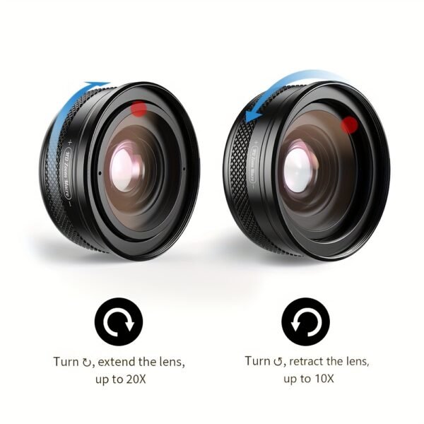 Objectif Macro DSLR Zoom 2en1 APEXEL, Grande Ouverture F1.05, Équipé d'un Filtre CPL de 37mm, Clip Extensible Universel Léger de 88g pour iPhone, Samsung, Huawei, Xiaomi et la Plupart des Smartphones – Image 4