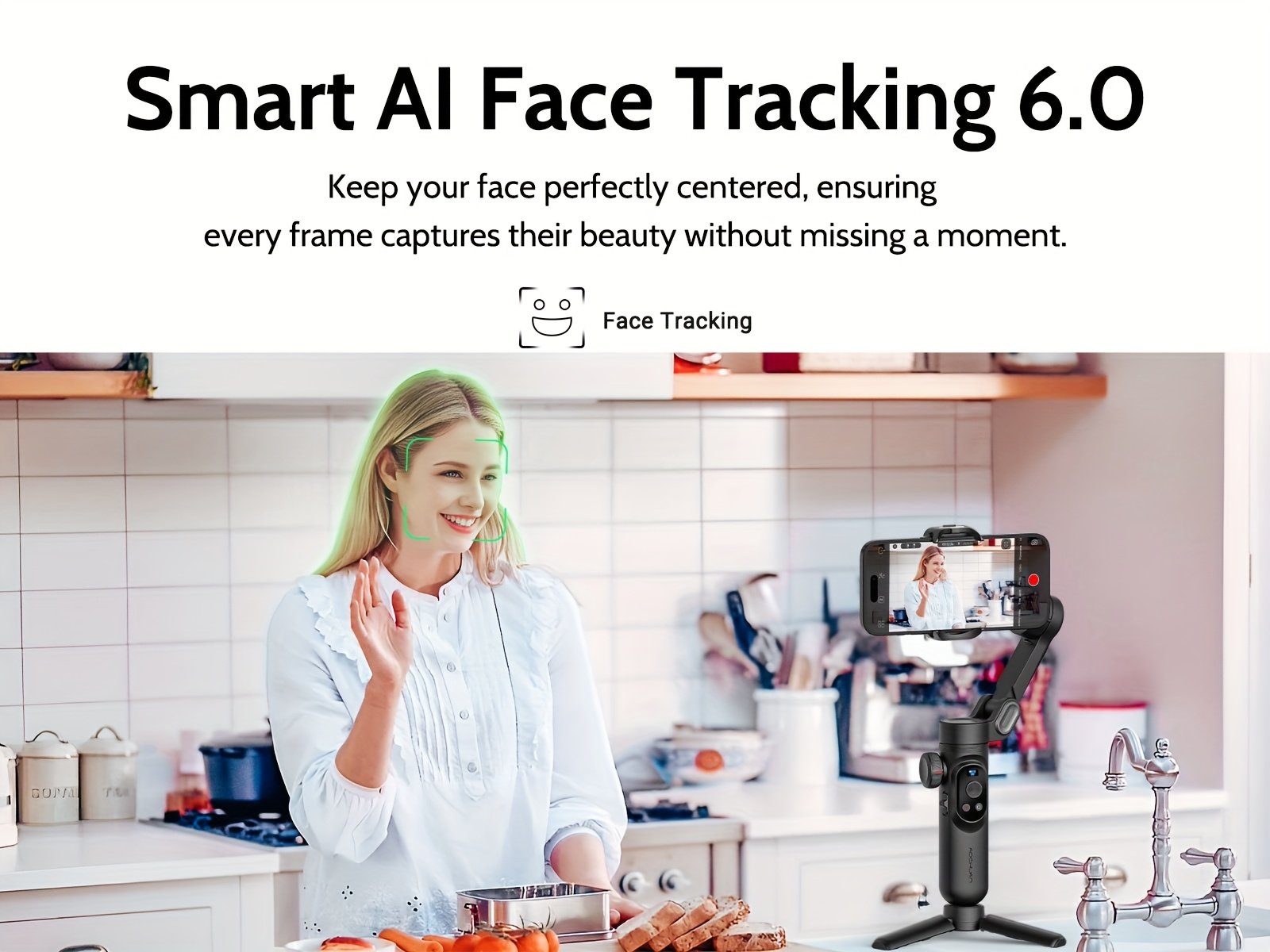 Stabilisateur de Gimbal AOCHUAN Xpro pour stabilité et anti-tremblement, peut être utilisé en main ou sur un trépied avec mode caméra recharge inversée, éclairage de remplissage intégré, affichage LED, télécommande, suivi du visage, contrôle gestuel, selfie, vlog, mode film