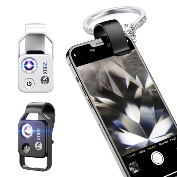 1 Pack Microscope APEXEL 200X Grossissement pour iPhone Huawei Xiaomi - Résolution HD, Lumière LED avec Filtre CPL, Design Clip-On Portable, Sans Application Nécessaire, Sac de Transport et Chiffon de Nettoyage Inclus, Microscopie Smartphone, Accessoire Compatible, Objectif Précis, Pour Utilisateurs Passionnés – Image 4