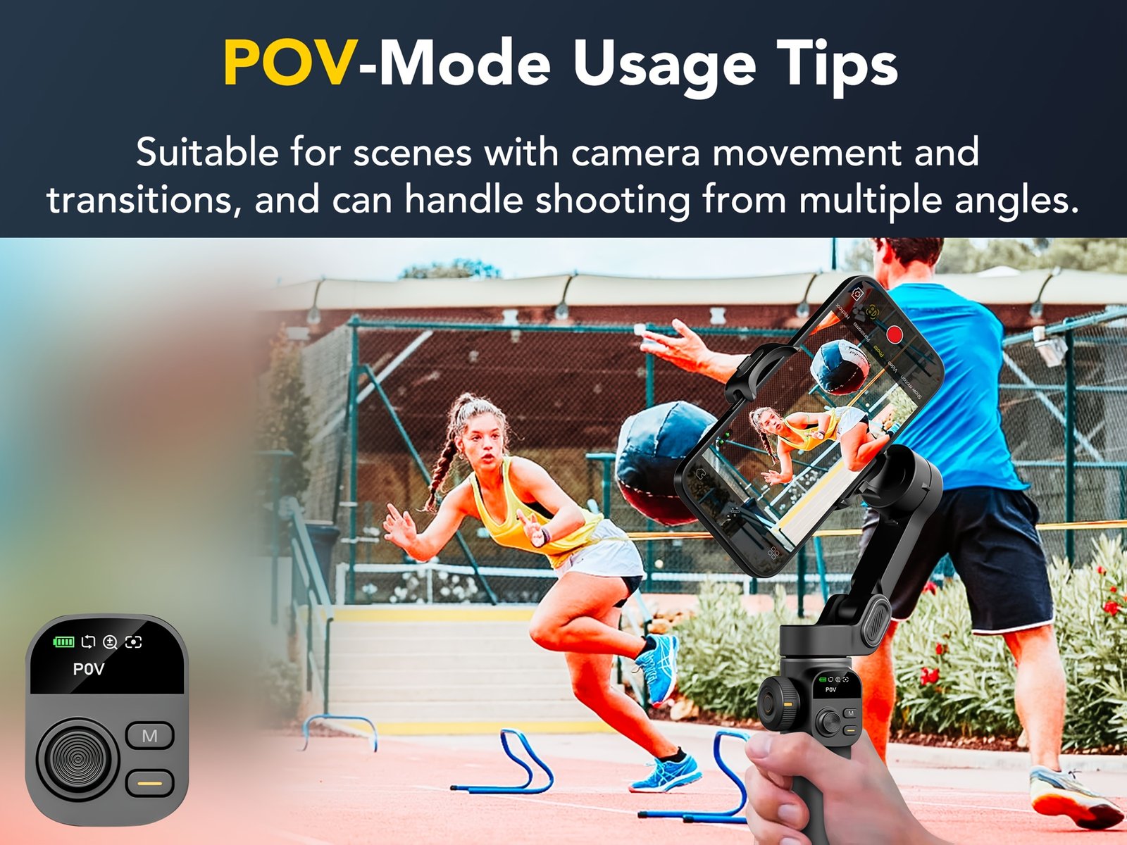 AOCHUAN Smart X2 Stabilisateur de Téléphone Gimbal pour Sport en Plein Air, Trépied à Déclencheur Automatique, Réglage Pliable avec Affichage LED au Sol, Contrôle par Gestes, Suivi de Visage et Corps, Fonction Anti-secousse