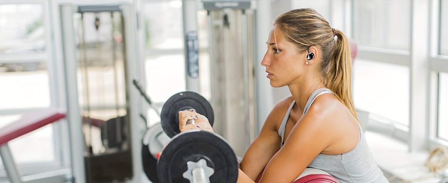 Écouteurs Sans Fil Q38 avec Son Stéréo Environnant, Écouteurs Sportifs à Longue Durée de Jeu, Moniteurs Intra-Auriculaires avec Microphone Intégré pour l'Exercice et la Réduction du Bruit