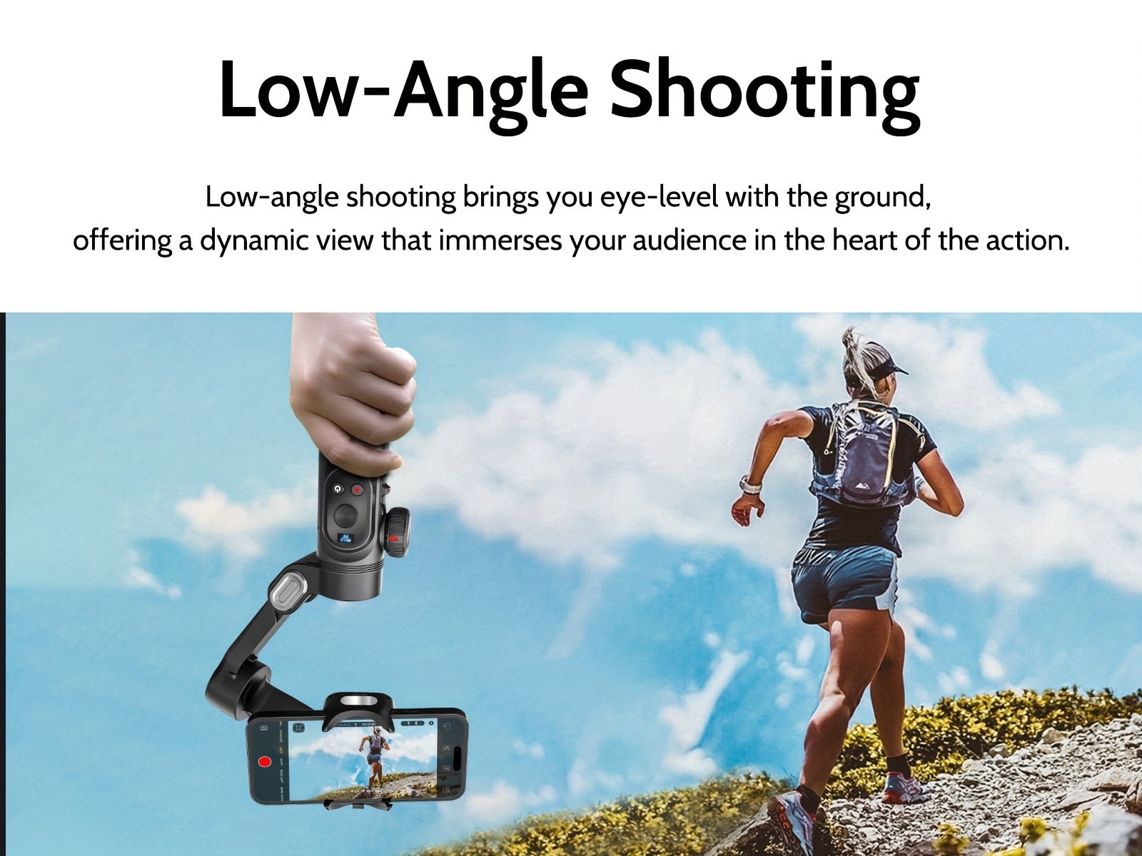 Stabilisateur de Gimbal AOCHUAN Xpro pour stabilité et anti-tremblement, peut être utilisé en main ou sur un trépied avec mode caméra recharge inversée, éclairage de remplissage intégré, affichage LED, télécommande, suivi du visage, contrôle gestuel, selfie, vlog, mode film