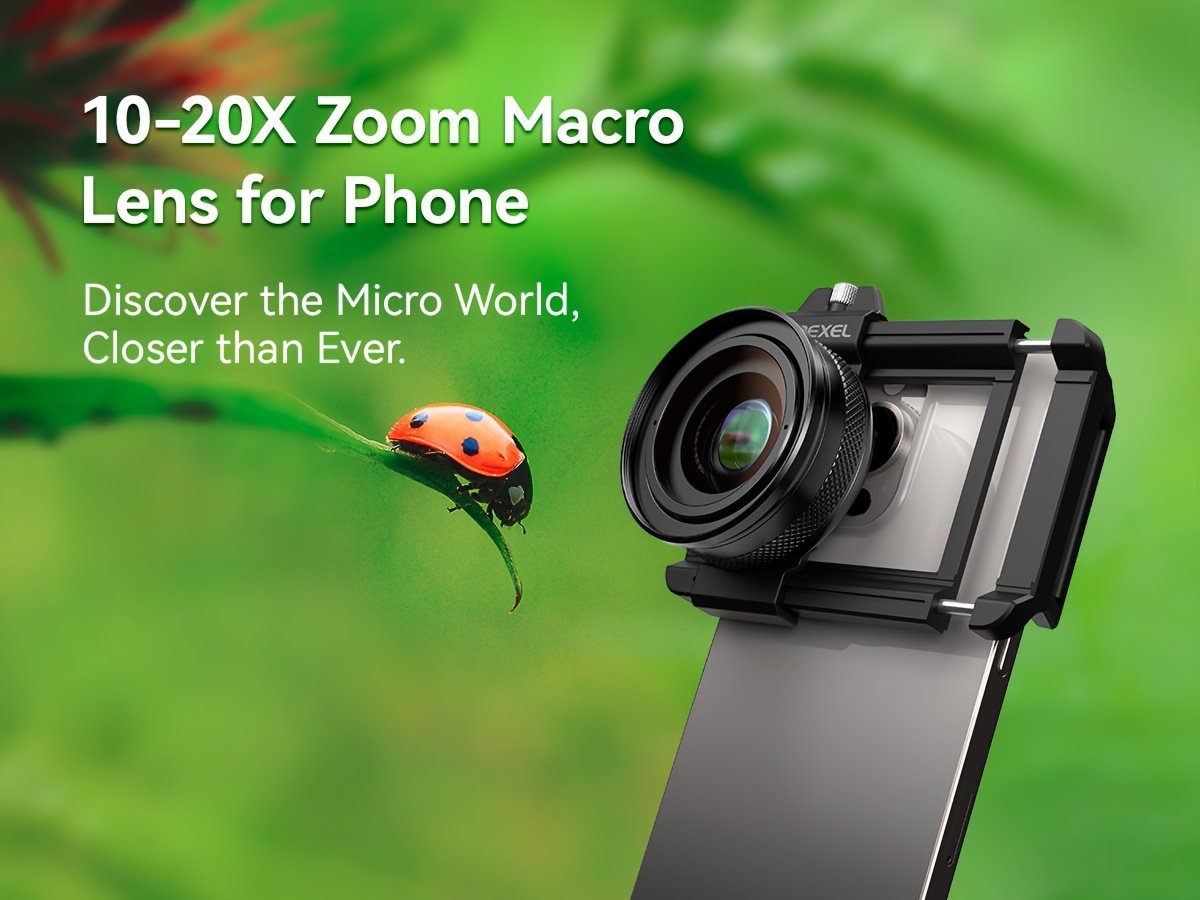 Objectif Macro DSLR Zoom 2en1 APEXEL, Grande Ouverture F1.05, Équipé d'un Filtre CPL de 37mm, Clip Extensible Universel Léger de 88g pour iPhone, Samsung, Huawei, Xiaomi et la Plupart des Smartphones