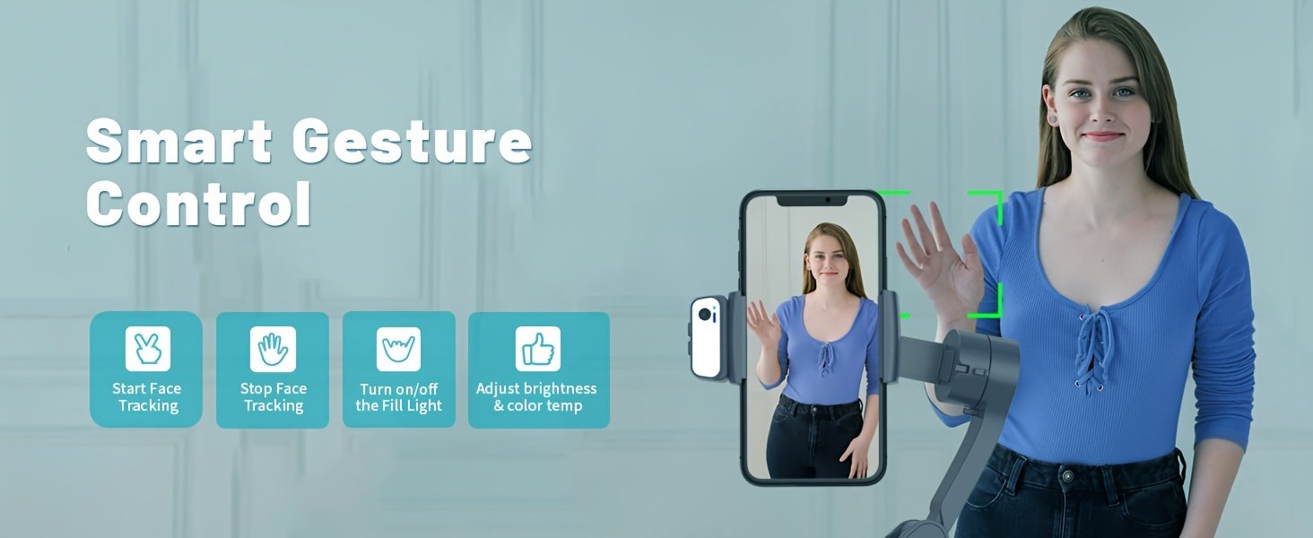 COMITOK L7C gimbal portable à 3 axes intelligent, peut être utilisé pour filmer des vidéos fluides, diffusions en direct, contrôle de geste intelligent et prises de vue de suivi, avec lumière d'appoint intégrée, artefact de prise de vue vlog selfie pour téléphone portable multi-scènes
